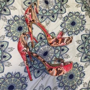 Onlymaker Stiletto heel stilettos NDS Snakeskin Pink Sz 45